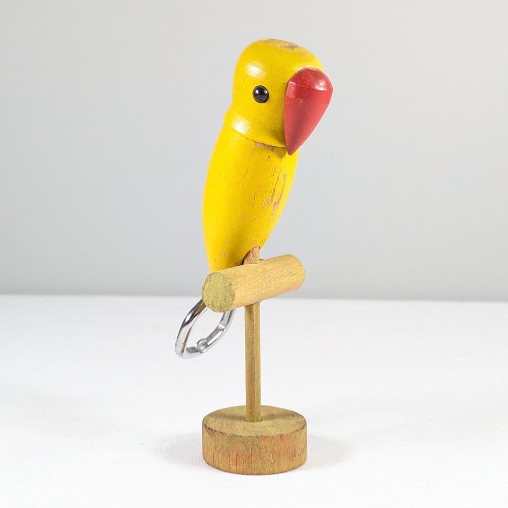 Vintage yellow parrot bottle opener and corkscrew, colourful home decor barwares